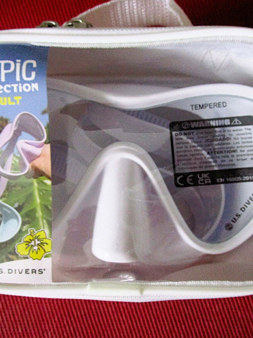 U.S. DIVERS Tropic Collection, Adult Snorkel Mask (White) with Case, NWT